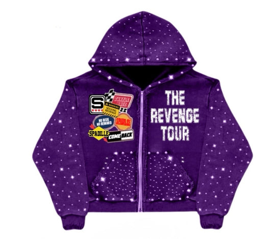 “THE REVENGE TOUR” RHINESTONE HOODIE (PURPLE)